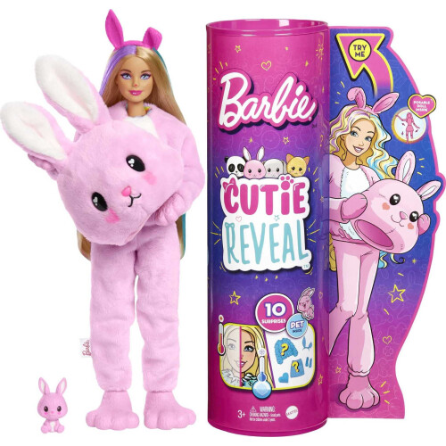 Barbie Κούκλα Barbie Cutie Reveal με Κουνέλι & 10 Εκπλήξεις, Περιλαμβάνει Μικρό Κατοικίδιο