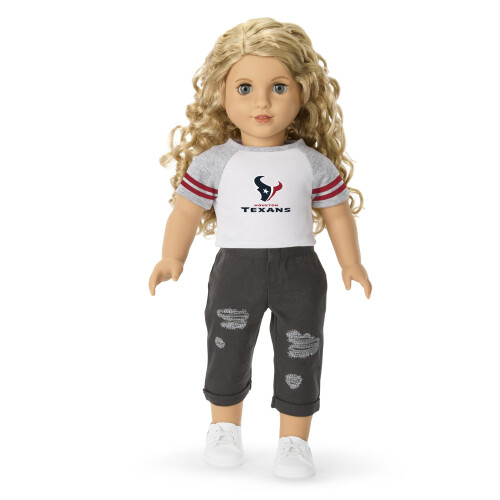 American Girl Camiseta de Fan do Houston Texans para Bonecas de 18 polegadas, Red e Navy, 1 peça, Idades 6+ 1