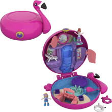 Polly Pocket Pocket World Flamingo Floatie Compact with Surprise Reveals, Micro Dolls & Accessories [Amazon Exclusive]