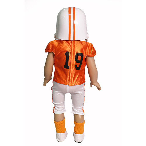 Uniforme de Futebol Laranja e Preto 6pc para Bonecas de 18 Polegadas | Qualidade Premium 2
