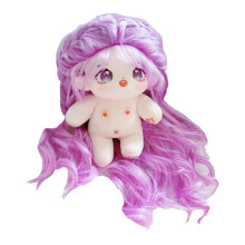 niannyyhouse 20cm pluche pop paars golfrol haar meisje humano?e gevuld lichaam draagbare kleding aankleedcadeaus (3-met skelet)