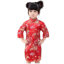 Hooyi-tytn kiinalainen pioni ruusu Qipao puolihihainen Cheongsam hprinsessan syntympivjuhlamekko, punainen pieni