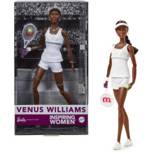 Barbie Inspiring Women Series Venus Williams poupe mannequin avec uniforme de tennis et raquette emblmatique avec emballage prsentable
