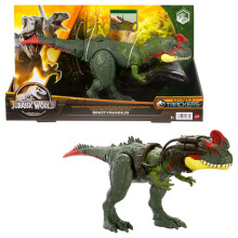Mattel Jurassic World Gigantic Trackers Actionfigur Sinotyrannus Dinosaurierspielzeug mit Angriffsbewegung und Tracking-Ausrstung