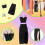 BLIJOLA 4 Conjuntos de Roupa para Bonecas de 11.5 polegadas, 11Pcs Vestidos Pretos Simples com Acessórios 5