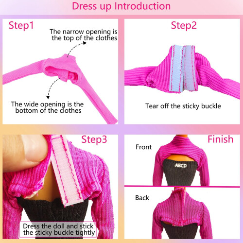 BLIJOLA 4 Conjuntos de Roupa para Bonecas de 11.5 polegadas, 11Pcs Vestidos Pretos Simples com Acessórios 1