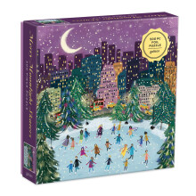 Galison Merry Moonlight Skaters Puzzle in lamina da 500 pezzi di Galison - Con bellissime illustrazioni di una scena invernale festosa con accent