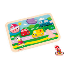 Janod Vehicles Chunky Puzzle - 7 Pieces - Ages 18 Months - 3 Years - J07124 - Plush Soft Toy