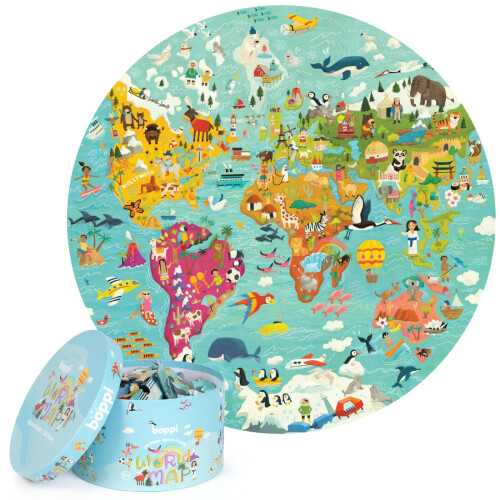 Boppi Boppi 150 Piece World Map Jigsaw Puzzle Playset Multicolour