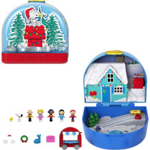 Polly Pocket x Peanuts Collector Compact Micro Dolls and Playset 7 Themed Accessories 4 Iconic Locations Snoopy & Woodstock