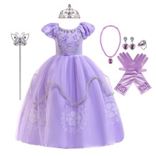 MYRISAM Meisjes Prinses Halloween Jurk Sofia Kostuum Deluxe Party Outfit 5-6T
