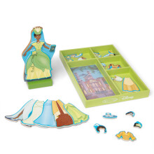 Melissa & Doug Disney Princess Tiana Magnetyczna ubieranka Drewniana lalka do zabawy w udawanie (ponad 30 szt.) - certyfikat FSC