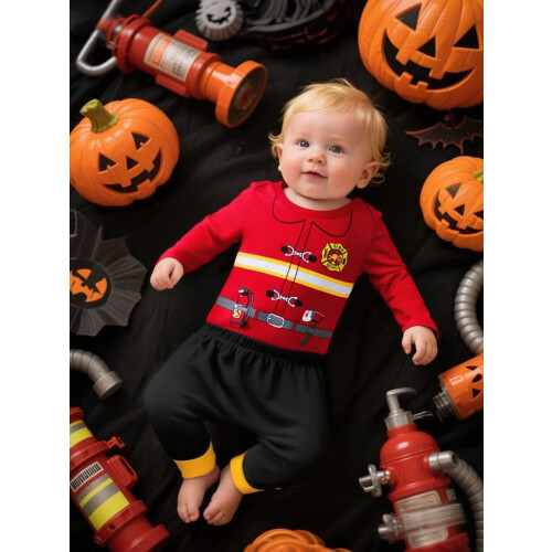 COSLAND Costume da Pompiere per Neonati, Rosso, Halloween 1