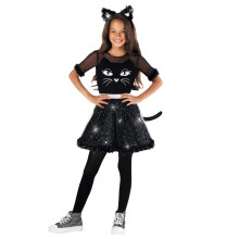 Fantasia de Gato Preto para Meninas, Fantasias de Gato para Crianças, Vestido de Gato Preto, Halloween, Tamanho X-Grande