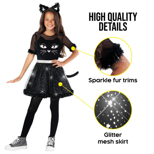 Morph sort kattekostume til piger B?rn kattekostumer til piger Sort kattekjole pige Halloween kostumer til b?rn X-Large 2