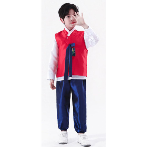 Conjunto Tradicional Coreano Dolbok para Rapazes (Vermelho, 6-7 Anos) 1