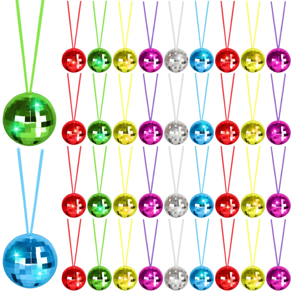 Balen 48 Kusu Nhrdelnky Na Diskotkov Koule V Ruznch Barvch Nhrdelnky Na Disco Koule 70. Let 1,57 Palcov Zrcadlov Nhrdelnky S Kostmem Na-image