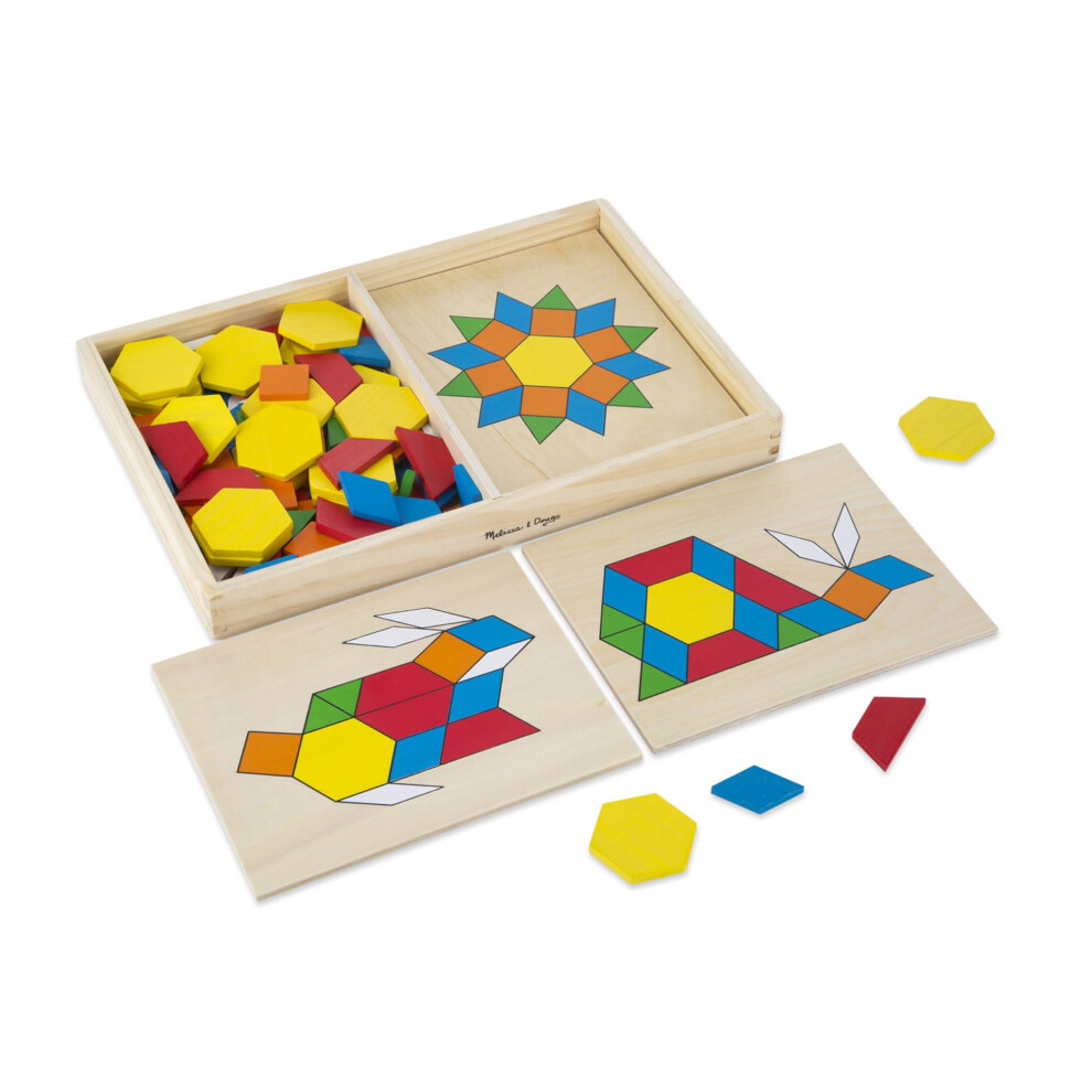 Photos - Other Toys Melissa&Doug Melissa & Doug Pattern Blocks and Boards - Classic Toy With 120 Solid Wood Shapes and 5 Double-Sided Panels 29 