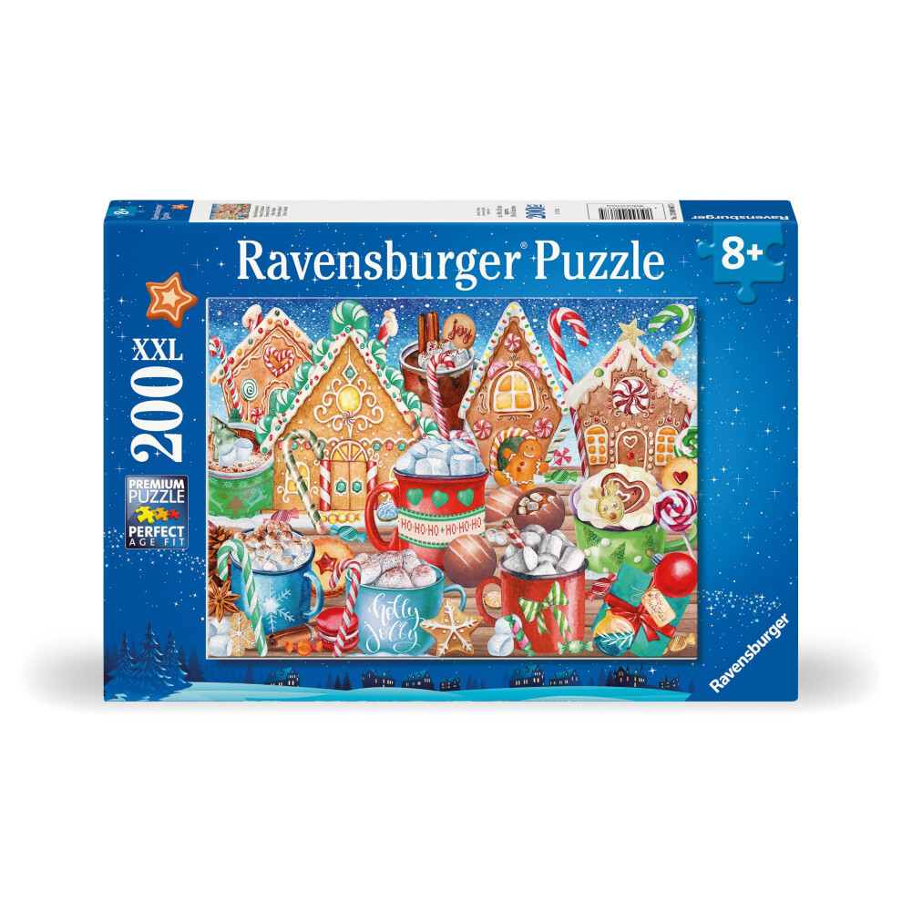 Ravensburger Sweet Christmas Treats - 200 Piece Jigsaw Puzzle For Kids | A Cozy Holiday Delight! | Warm Cups Of Cocoa Marshmallows & Gingerbread Fun