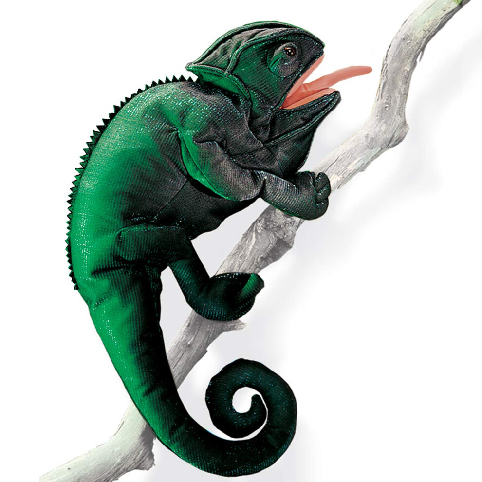 Photos - Doll Folkmanis Chameleon Hand Puppet Dark Green 