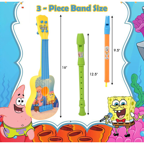 Instrumentos de Guitarra SpongeBob SquarePants para Crianças, Ukulele de 16 Polegadas e Flauta Musical 2
