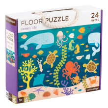 Puzzle de sol Petit Collage Vie Océanique 24 pièces | Grand puzzle pour enfants | Puzzle terminé 18" x 24"
