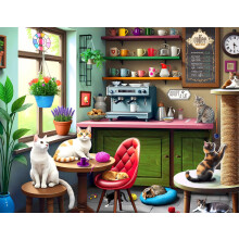Quebra-Cabeça Springbok Cat Cafe 500 Peças - Gatos Esperando Seus Donos