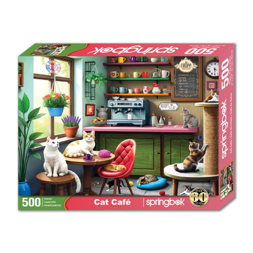 Quebra-Cabeça Springbok Cat Cafe 500 Peças - Gatos Esperando Seus Donos 1