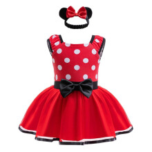 Dressy Daisy Sp?db?rn Baby Piger Polka Dots Romper Costume Onesie Dress Bodysuit med pandeb?nd St?rrelse 18-24 M?neder R?d