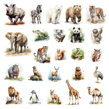 CHEFAN Jungle Dyr Filt Board Story Stykker Flannel Figurer Precut Graph Vilde Zoo Dyr Tema til F?rskole Tidlig L?ring Storytelling - 24 stk.