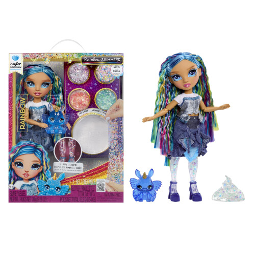 Rainbow High Shimmers com Slime - Skyler, Boneca de Moda Azul 11", Crie uma Boneca Arco-Íris