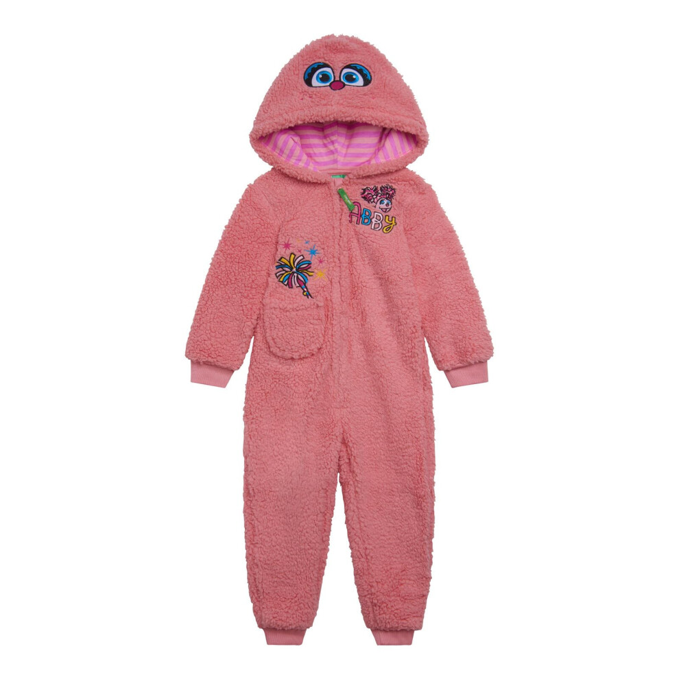 Sesame Street Abby Cadabby Infant Baby Girls Cozy Sherpa Zip Up Cosplay Costume Coverall 18 Months Pink
