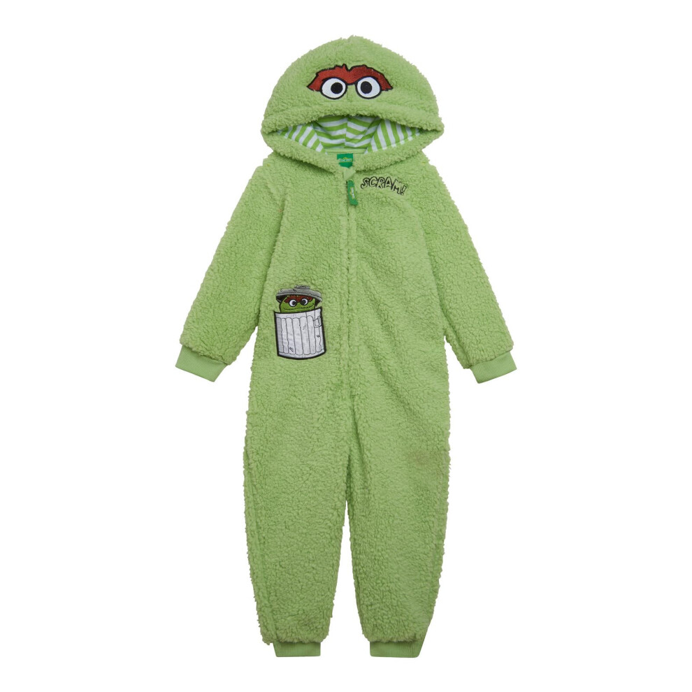 Sesame Street Oscar The Grouch Infant Baby Boys Cozy Sherpa Zip Up Cosplay Costume Coverall 24 Months Green