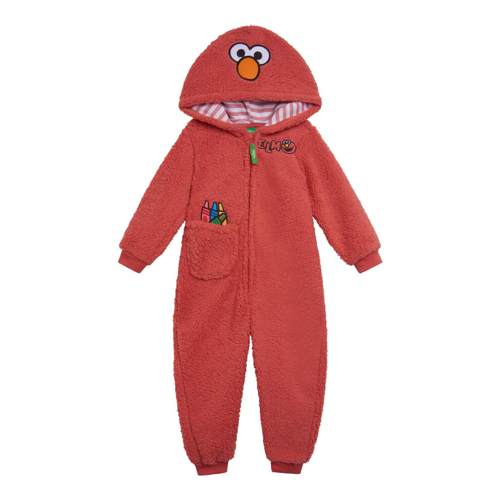 Sesame Street Elmo Infant Baby Boys Cozy Sherpa Zip Up Cosplay Costume Coverall 18 Months Red