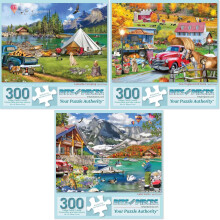 Bits and Pieces - Voordelige set van drie grote legpuzzels van 500 stukjes voor volwassenen - Legpuzzels met Lake & New England Farm-thema van Ali In
