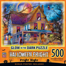 Halloween - Fright Night 500 stk. Glow in The Dark-puslespil - Puslespil med levende kunstv?rker og holdbare stykker - Sjov familieaktivitet Hjer