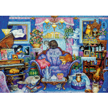Wonder Forge Cats in The Blue Room Puzzle da 1000 pezzi per adulti | Pezzi unici e perfettamente aderenti | Immagini divertenti e vivaci | Esclus