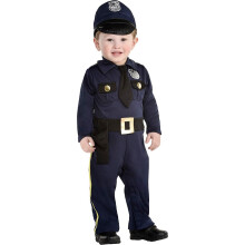 Amscan Marineblaues Cop-Rekrut-Overall- und Hut-Set aus Polyester (1824 Monate) Polizistenkostm fr Partys
