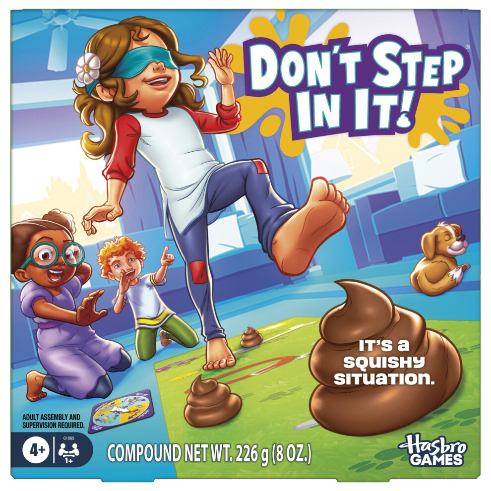 Photos - Board Game Hasbro Don't Step in It! Preschool Game I Blindfolded Poop Party Game | Spinner with 8 Fun Animal Moves | Ages 4+| 1+ Players I Fun