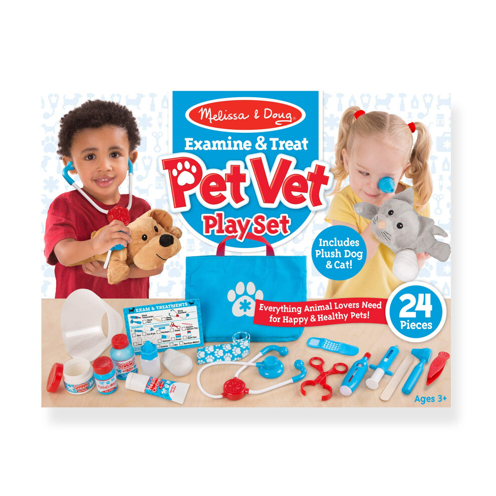 Melissa & Doug Examine & Treat Pet Vet Play Set - The Original (24 Pieces, Great Gift For Girls And Boys - Kids Toy Best For 3, 4, 5 Year Olds And Up)
