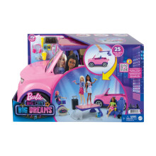 Barbie: Big City, Big Dreams Transformierbares Fahrzeug-Set, Pink 2-Sitzer SUV mit Bühne, Schlagzeug & Zubehör