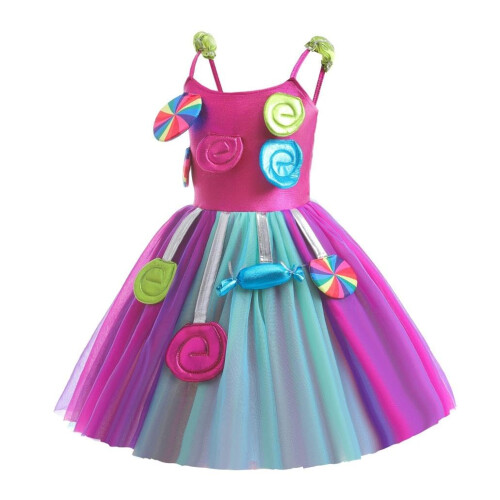 Fantasia de Docinho para Meninas de 4 a 5 Anos com Saia Arco-Íris e Tiara 2