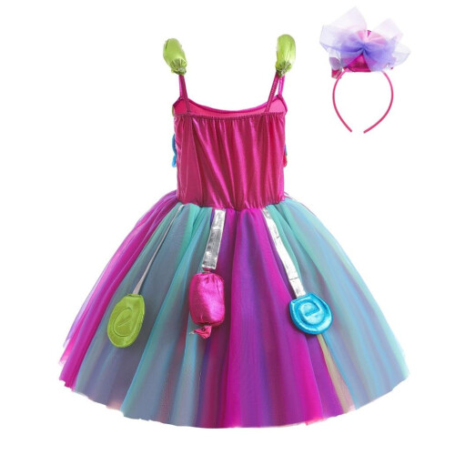 Fantasia de Docinho para Meninas de 4 a 5 Anos com Saia Arco-Íris e Tiara 1
