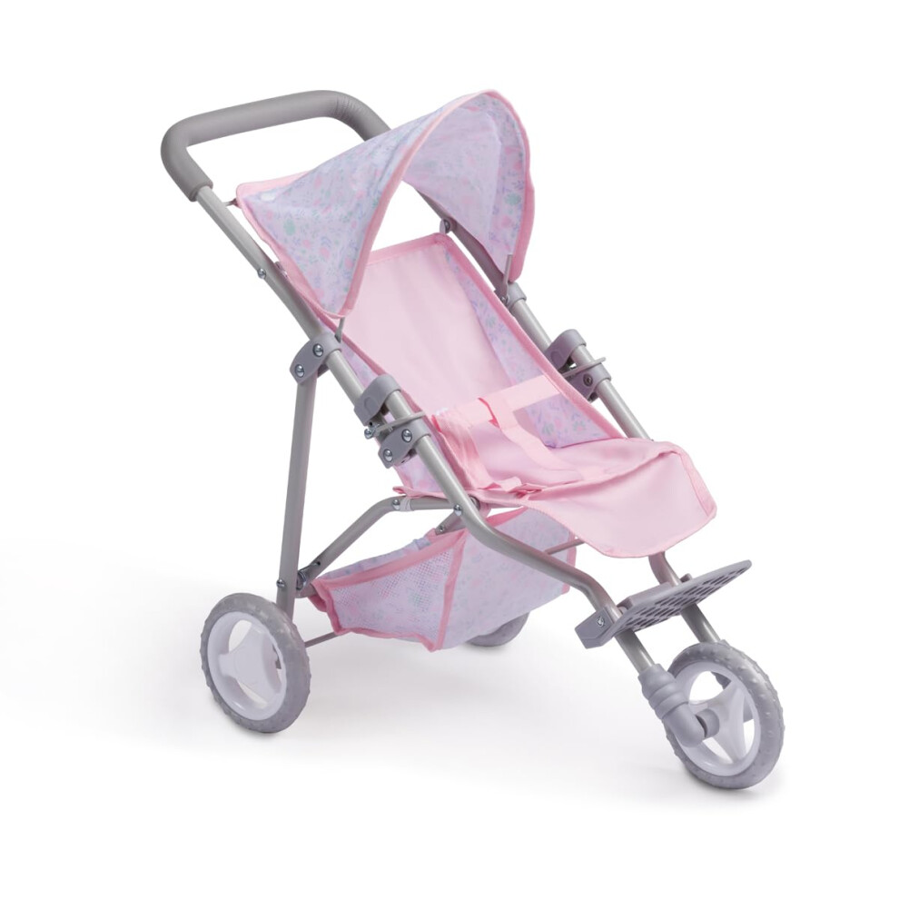 Photos - Doll Accessories JC Toys | Berenguer Boutique |3 Wheeled Folding Doll Jogger Stroller | Pink | Ages 3+ 