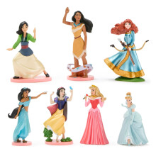 DISNEY STORE Official Princess Figure Set - 7 Fully Sculpted Disney Figures Including Cinderella, Mulan, Jasmine & More in Double-Tiered Box with Scen