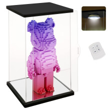 NONEMEY Scatola Espositiva Acrilica Trasparente con Luce a Telecomando per Bearbrick, Organizer Antipolvere