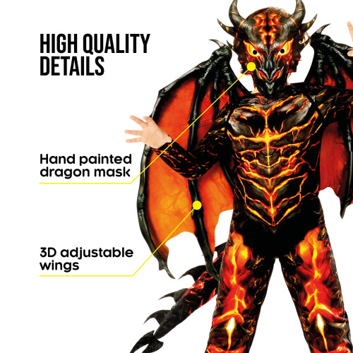 Costume da drago Morph Lava per ragazzi M 2