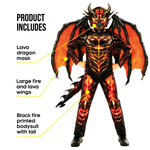 Costume da drago Morph Lava per ragazzi M 1
