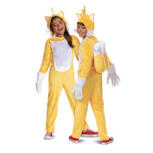 Fantasia Deluxe Tails Sonic para Crianças, Fantasia Oficial Sonic Movie 3 com Cauda Inflável, Tamanho Infantil (7-8)