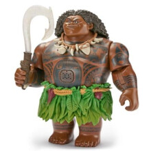 Figurinha de Ação Maui Fala da Disney com Anzol Iluminado, Colar Esculpido & Saia de Folha